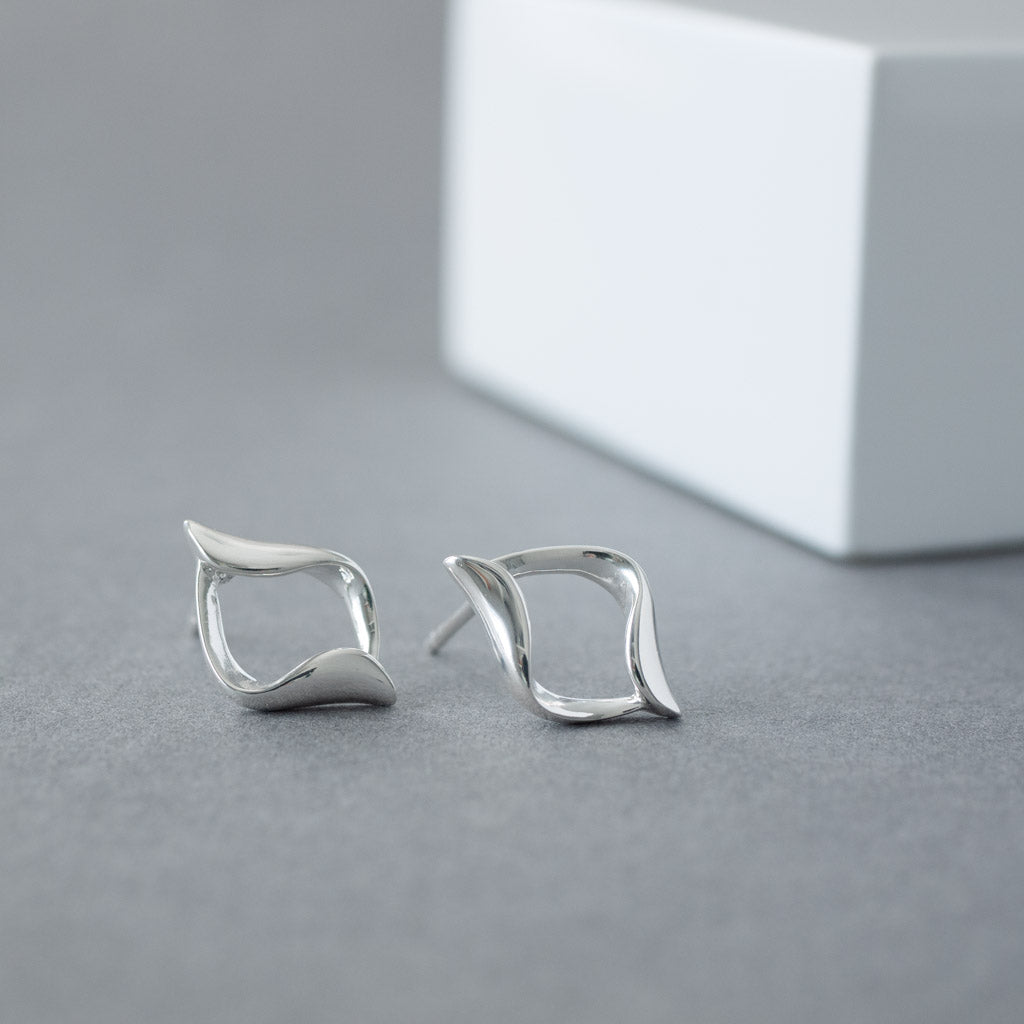 Ines Unusual Sterling Silver Stud Earrings