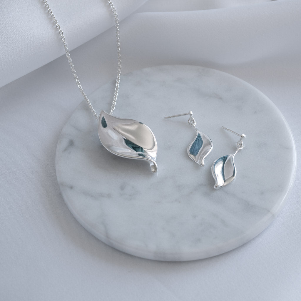 Sterling Silver Helena Large Petal Drop Earrings