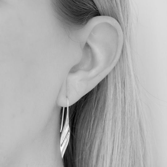 sterling Silver Twisted Ribbon Drop Earrings