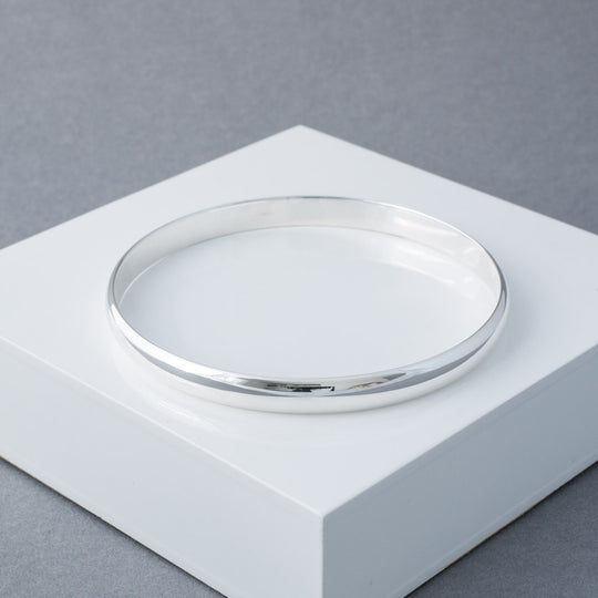 Classic Solid Sterling Silver 6mm Round Court Bangle