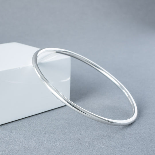 Classic Plain Round Solid Silver Bangle